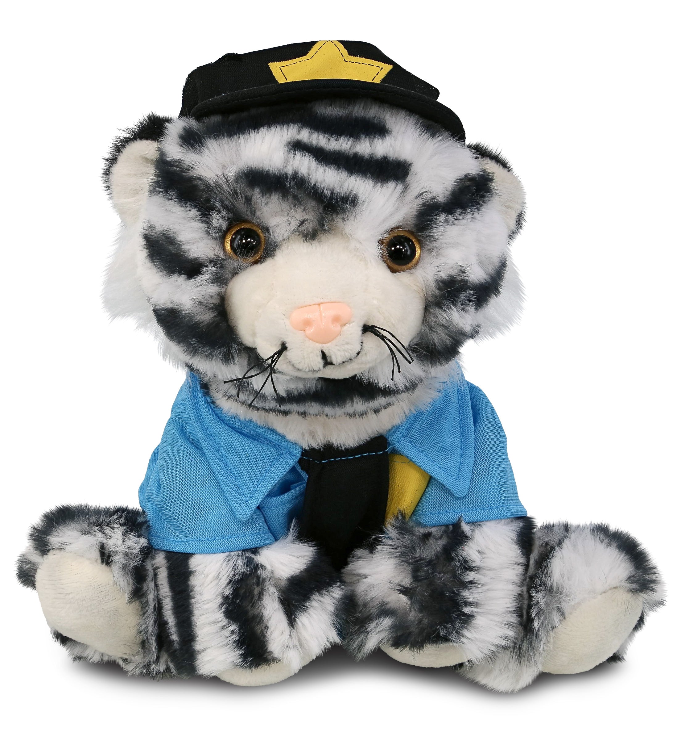 PLUSH POLICE - SUPER-SOFT PLUSH - SQUAT WHITE TIGER 8"