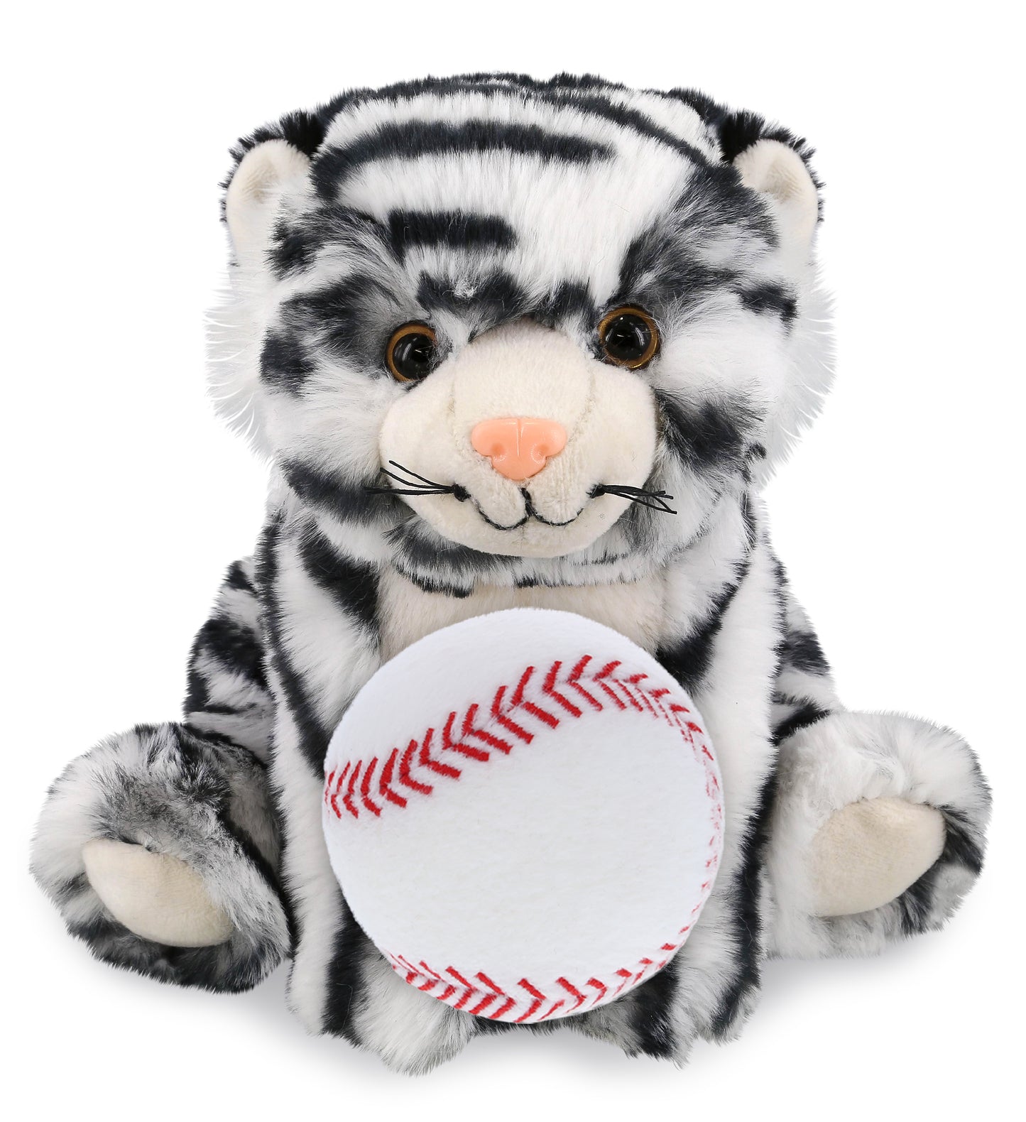 PLUSH BASEBALL - SUPER-SOFT PLUSH - SQUAT WHITE TIGER 8"
