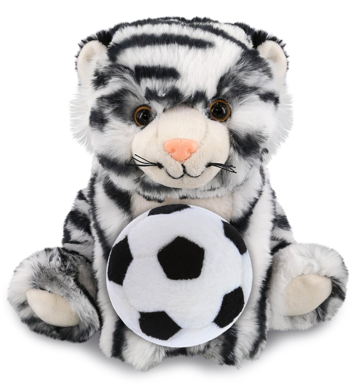 SUPER-SOFT PLUSH - SQUAT WHITE TIGER 8" WITH SOCCER PLUSH