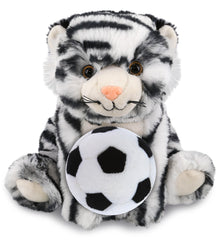 SUPER-SOFT PLUSH - SQUAT WHITE TIGER 8" WITH SOCCER PLUSH