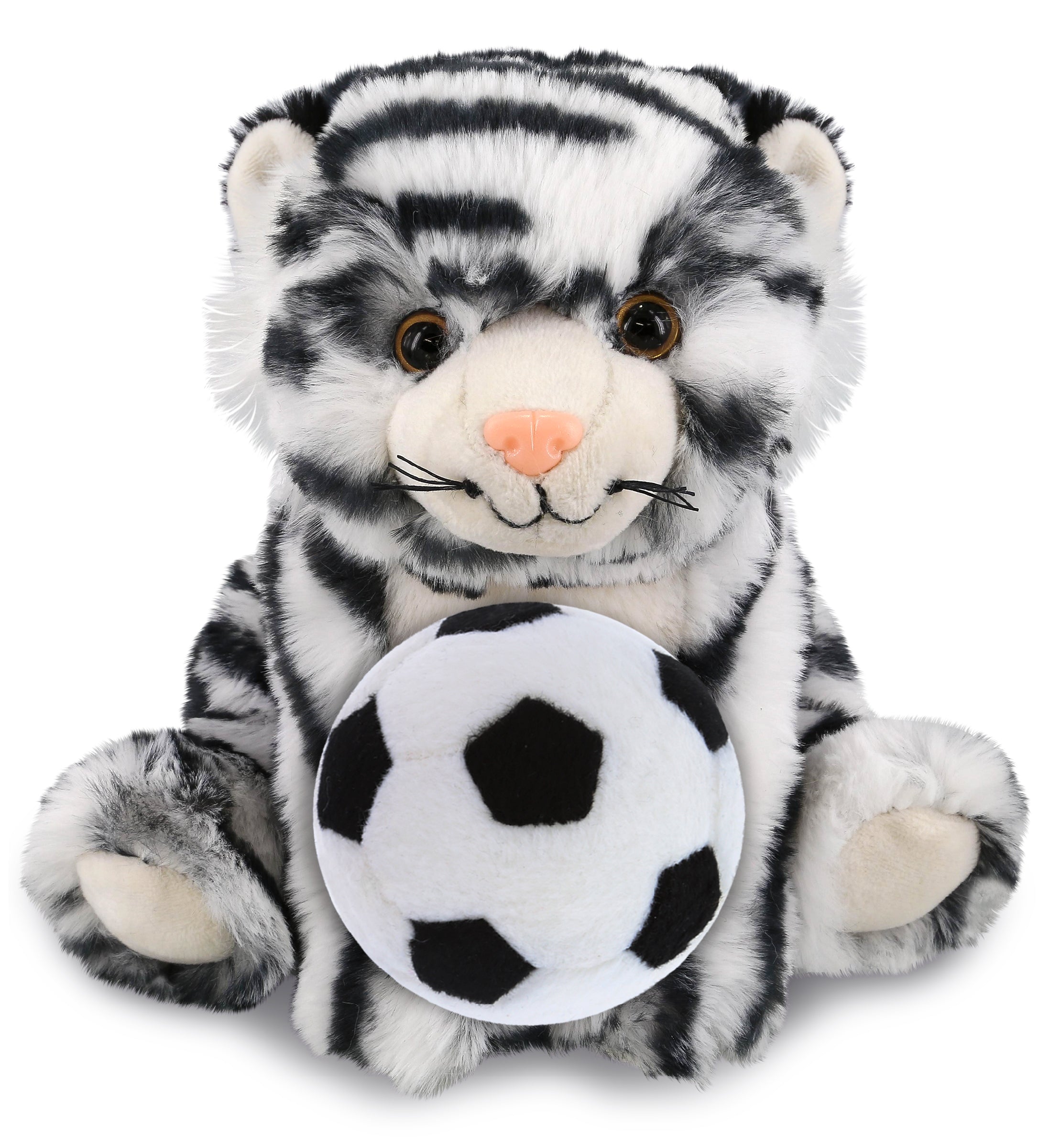 SUPER-SOFT PLUSH - SQUAT WHITE TIGER 8" WITH SOCCER PLUSH