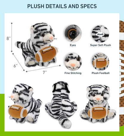 SUPER-SOFT PLUSH - SQUAT WHITE TIGER 8" WITH FOOTBALL PLUSH