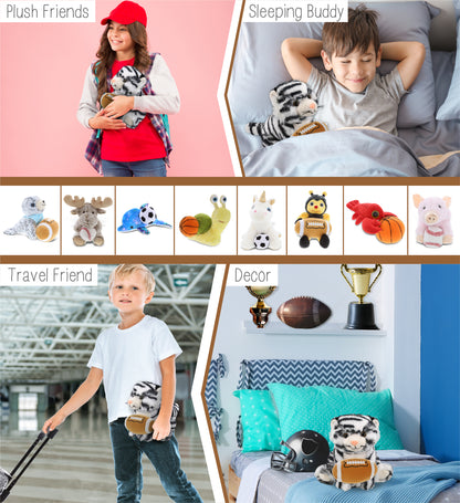 SUPER-SOFT PLUSH - SQUAT WHITE TIGER 8" WITH FOOTBALL PLUSH