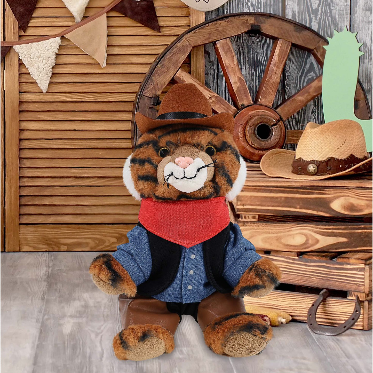 SUPER-SOFT PLUSH - SQUAT TIGER 8" COWBOY DRESS UP