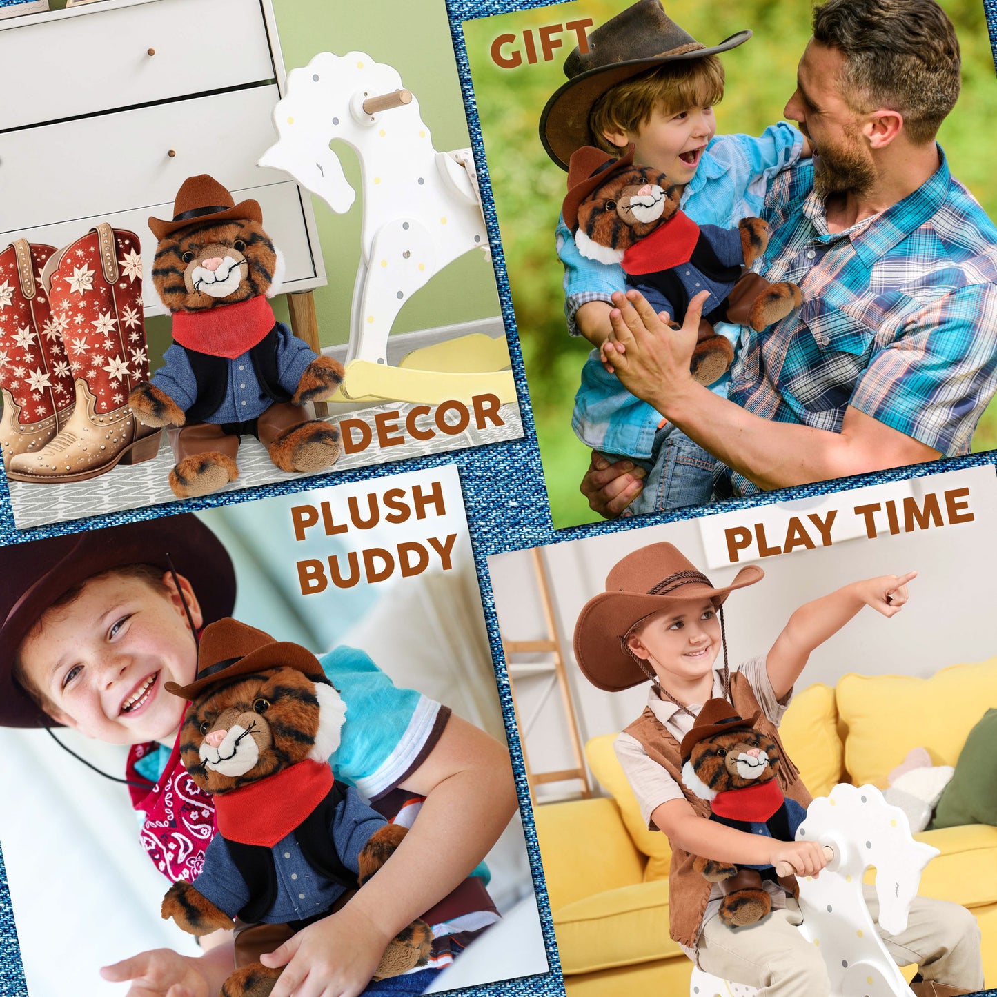 SUPER-SOFT PLUSH - SQUAT TIGER 8" COWBOY DRESS UP