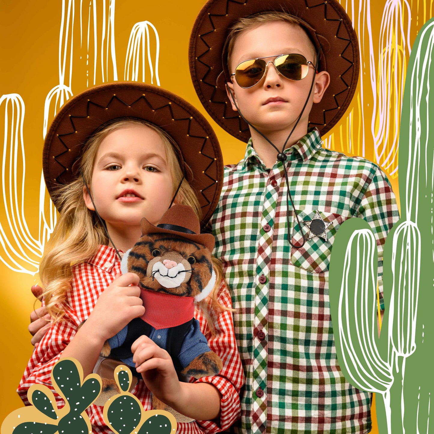 SUPER-SOFT PLUSH - SQUAT TIGER 8" COWBOY DRESS UP