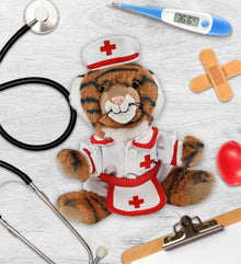 SUPER-SOFT PLUSH - SQUAT TIGER 8" With NURSE Dress-Up