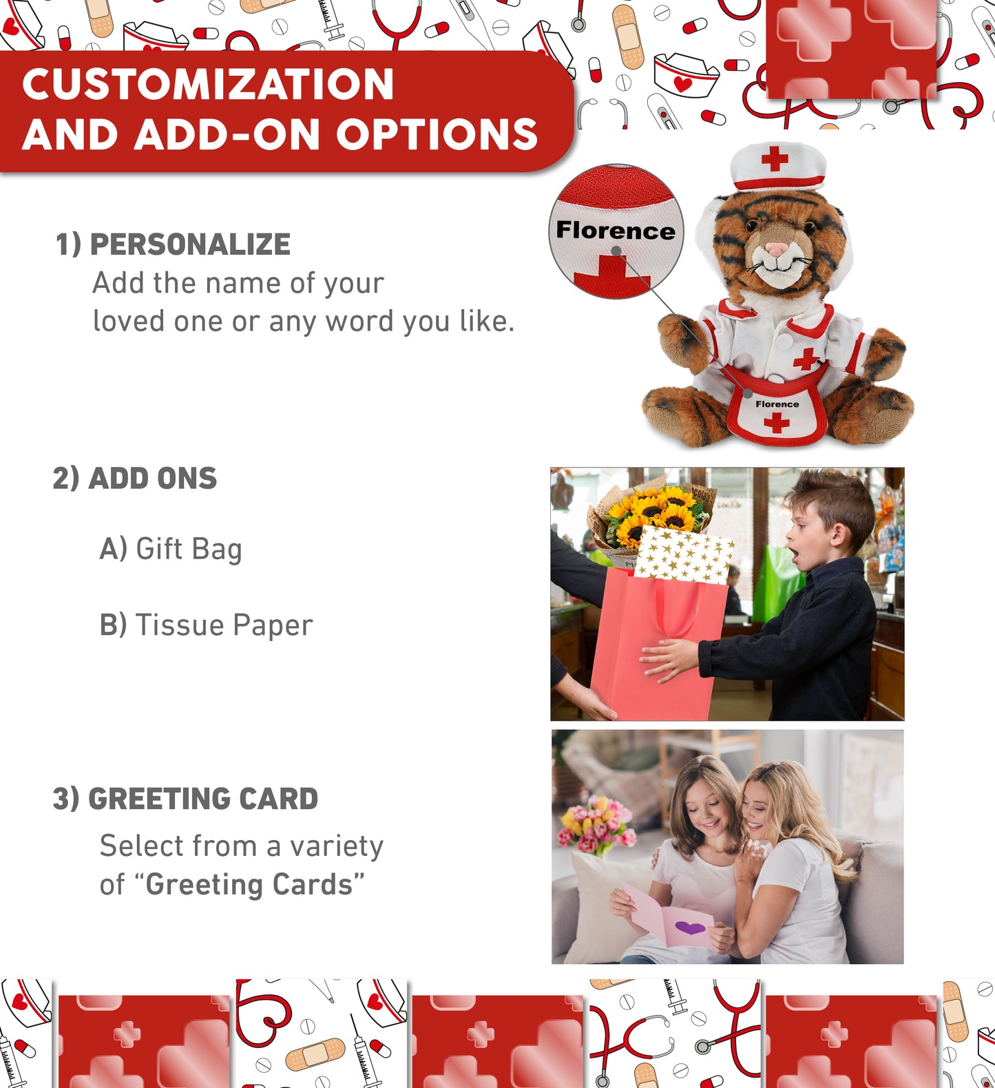 SUPER-SOFT PLUSH - SQUAT TIGER 8" With NURSE Dress-Up