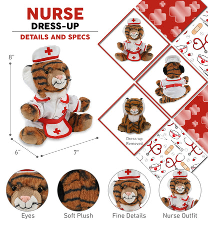 SUPER-SOFT PLUSH - SQUAT TIGER 8" With NURSE Dress-Up