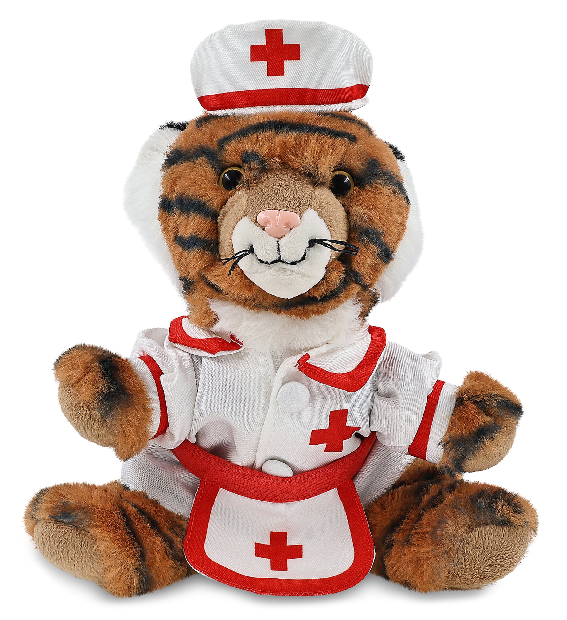 SUPER-SOFT PLUSH - SQUAT TIGER 8" With NURSE Dress-Up