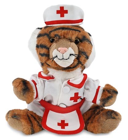 SUPER-SOFT PLUSH - SQUAT TIGER 8" With NURSE Dress-Up
