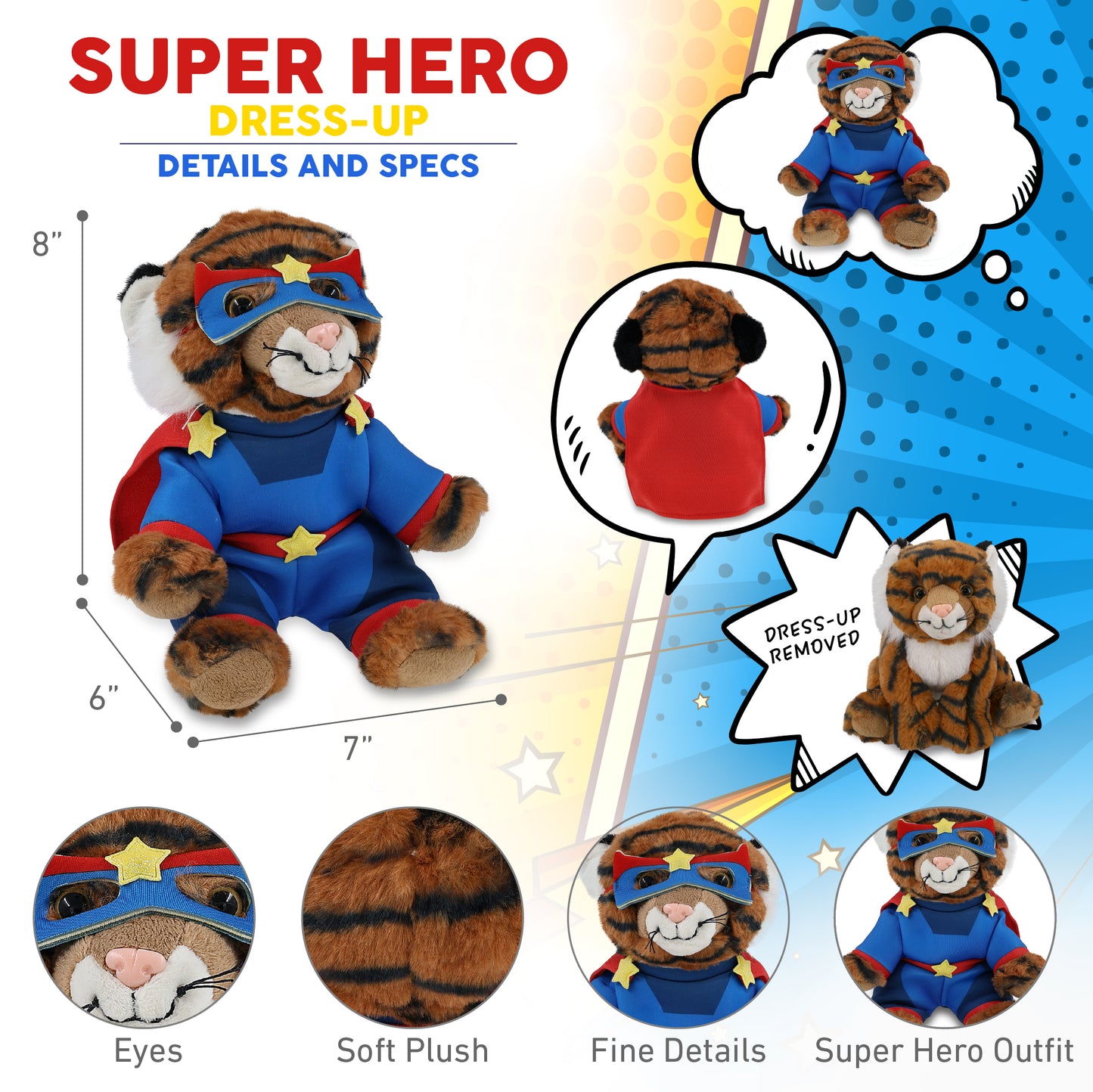 SUPER-SOFT PLUSH - SQUAT TIGER 8" SUPER HERO