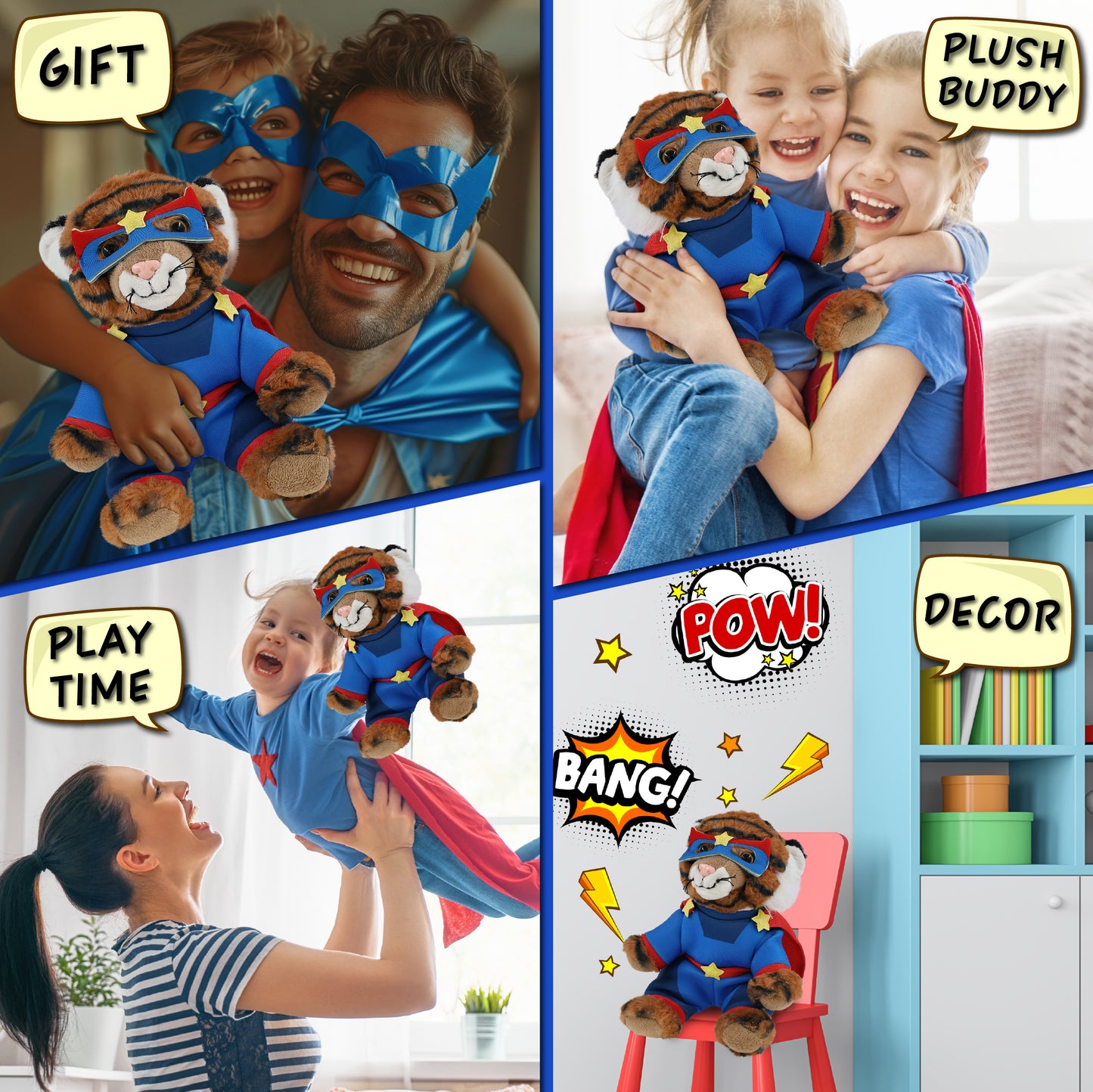 SUPER-SOFT PLUSH - SQUAT TIGER 8" SUPER HERO