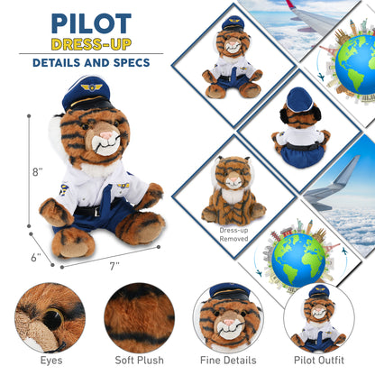 SUPER-SOFT PLUSH - SQUAT TIGER 8" WITH PILOT DRESS UP