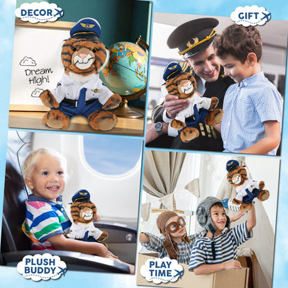 SUPER-SOFT PLUSH - SQUAT TIGER 8" WITH PILOT DRESS UP