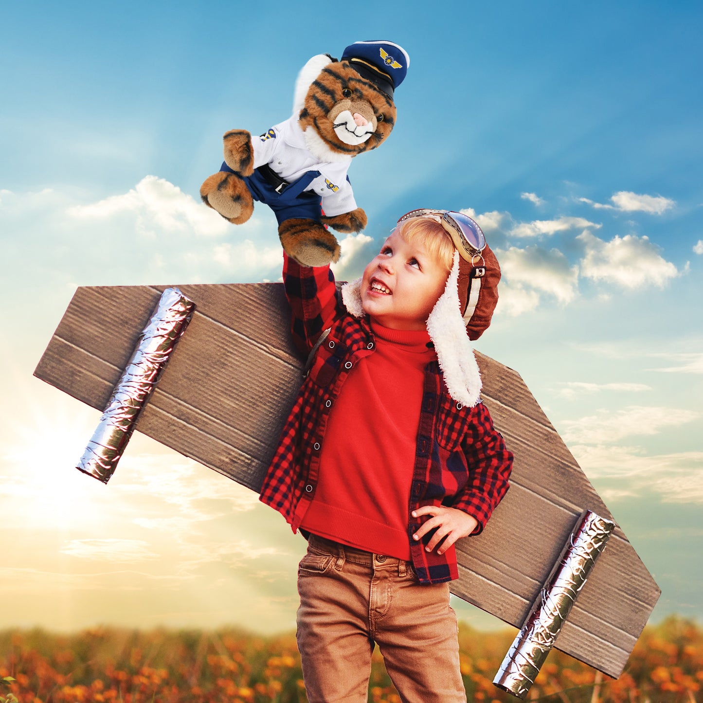 SUPER-SOFT PLUSH - SQUAT TIGER 8" WITH PILOT DRESS UP