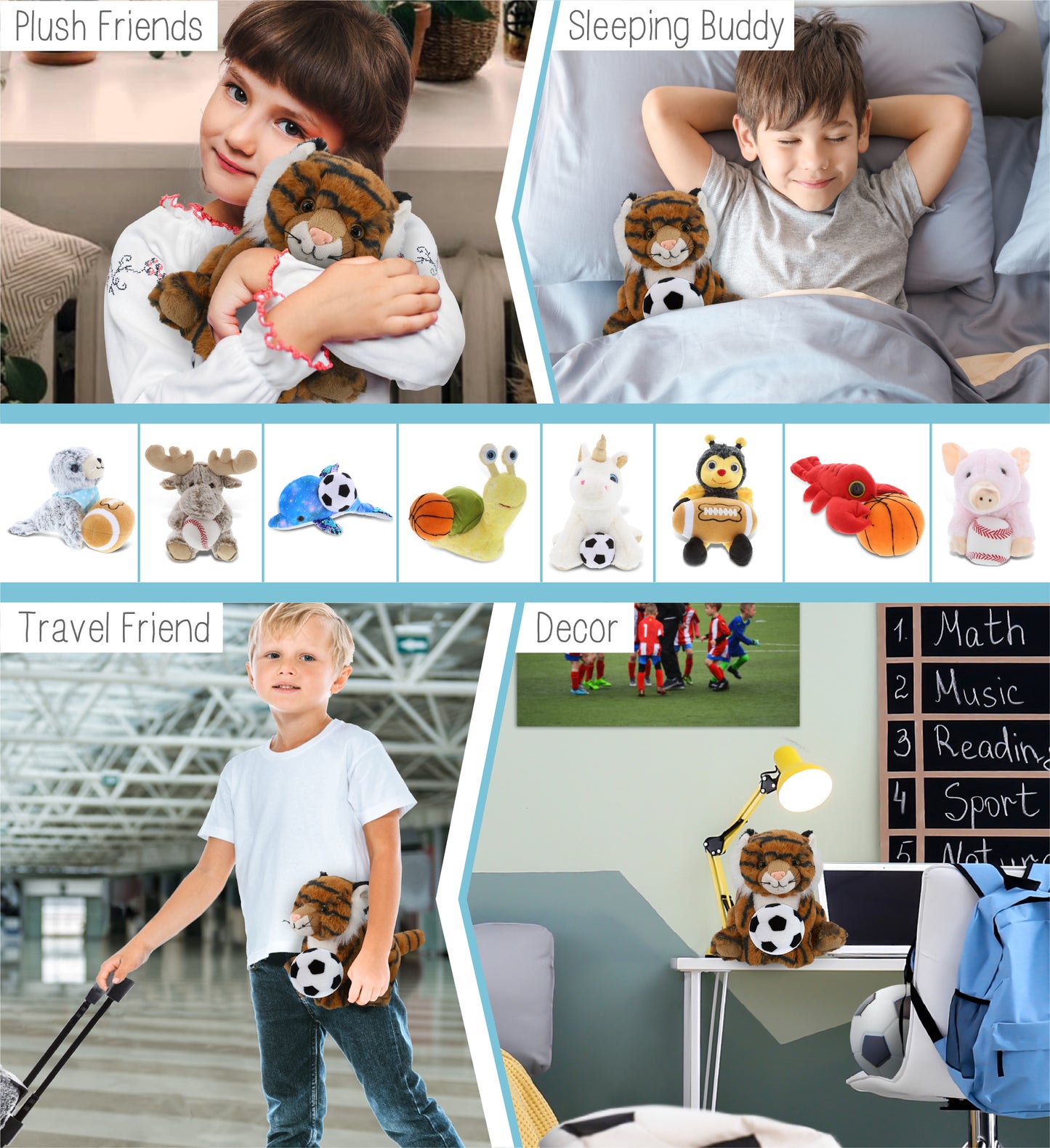 SUPER-SOFT PLUSH - SQUAT TIGER 8" WITH SOCCER PLUSH