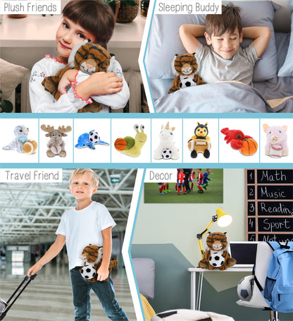 SUPER-SOFT PLUSH - SQUAT TIGER 8" WITH SOCCER PLUSH