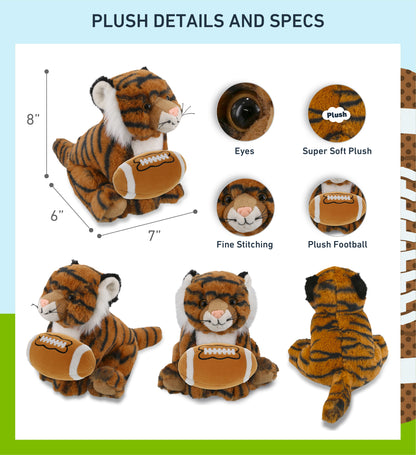 SUPER-SOFT PLUSH - SQUAT TIGER 8" WITH FOOTBALL PLUSH
