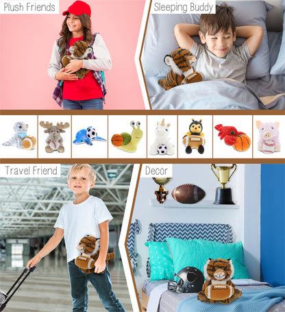 SUPER-SOFT PLUSH - SQUAT TIGER 8" WITH FOOTBALL PLUSH