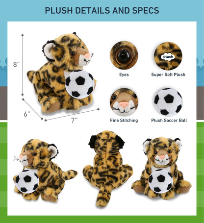 SUPER-SOFT PLUSH - SQUAT LEOPARD 8" WITH SOCCER PLUSH
