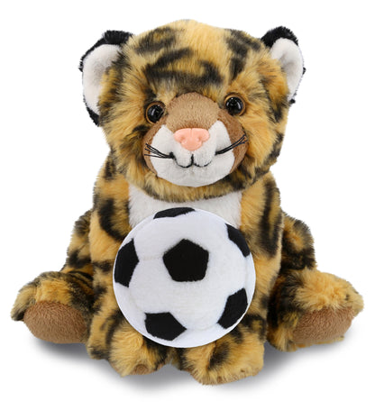 SUPER-SOFT PLUSH - SQUAT LEOPARD 8" WITH SOCCER PLUSH