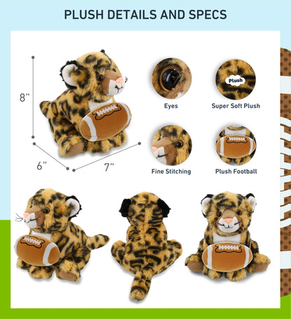 SUPER-SOFT PLUSH - SQUAT LEOPARD 8" WITH FOOTBALL PLUSH