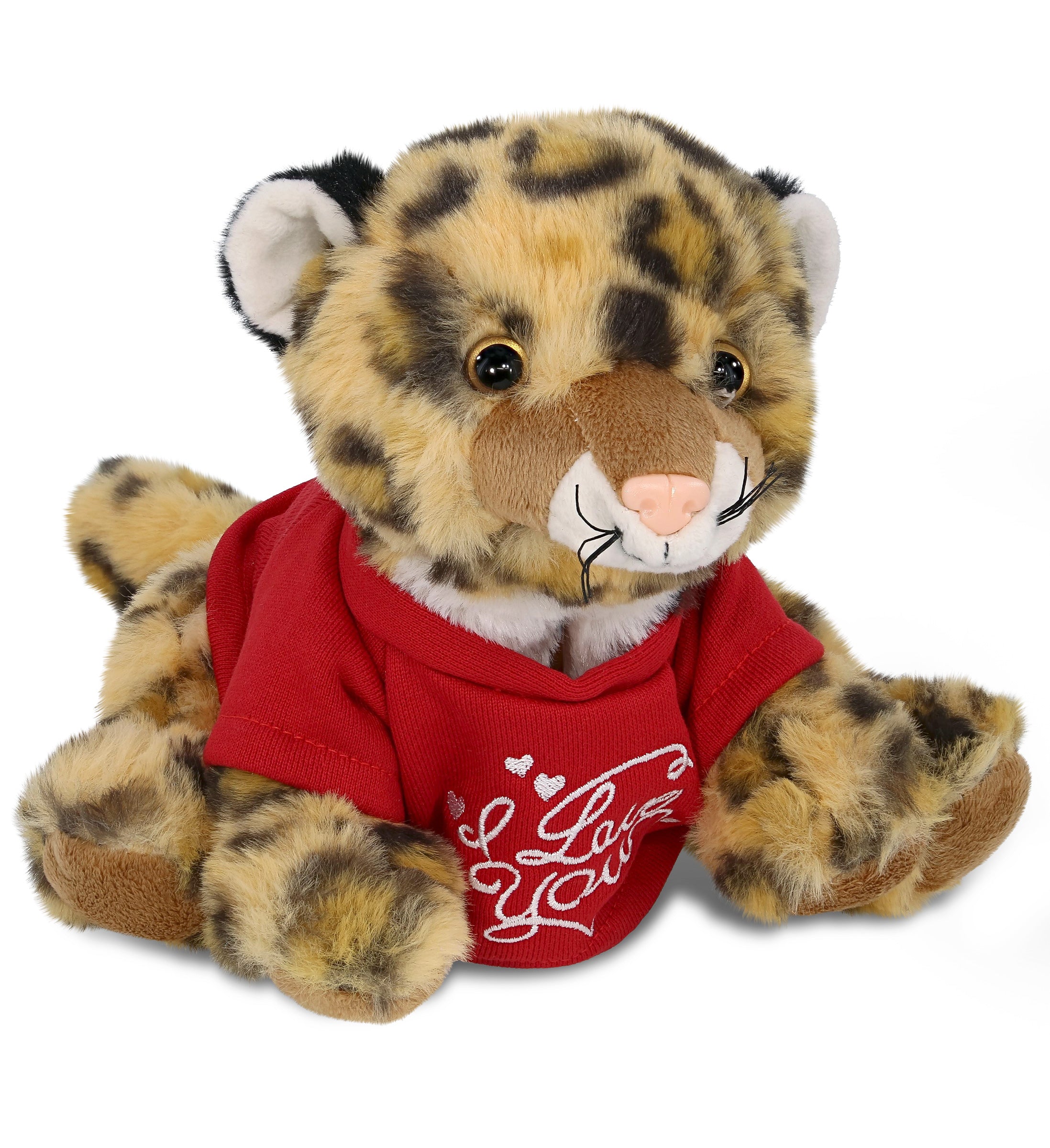 PLUSH I LOVE YOU RED SHIRT- SUPER-SOFT PLUSH - SQUAT LEOPARD 8"