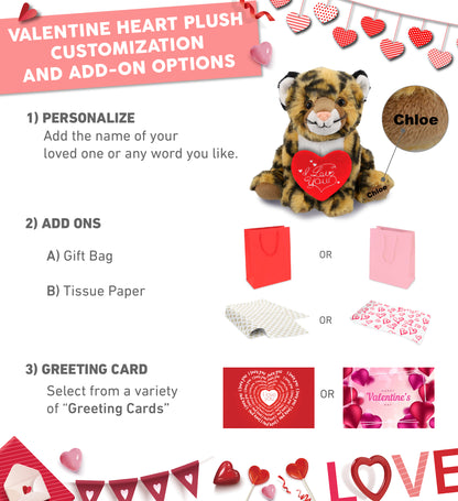 PLUSH I LOVE YOU RED HEART - SUPER-SOFT PLUSH - SQUAT LEOPARD 8"
