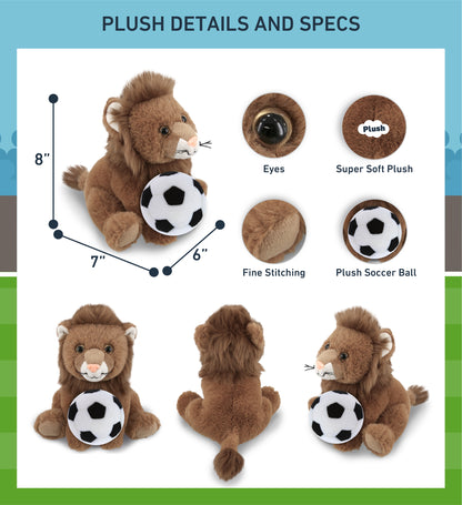 SUPER-SOFT PLUSH - SQUAT LION 8" WITH SOCCER PLUSH