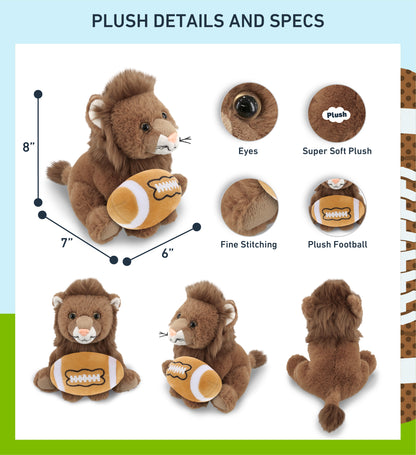 SUPER-SOFT PLUSH - SQUAT LION 8" WITH FOOTBALL PLUSH