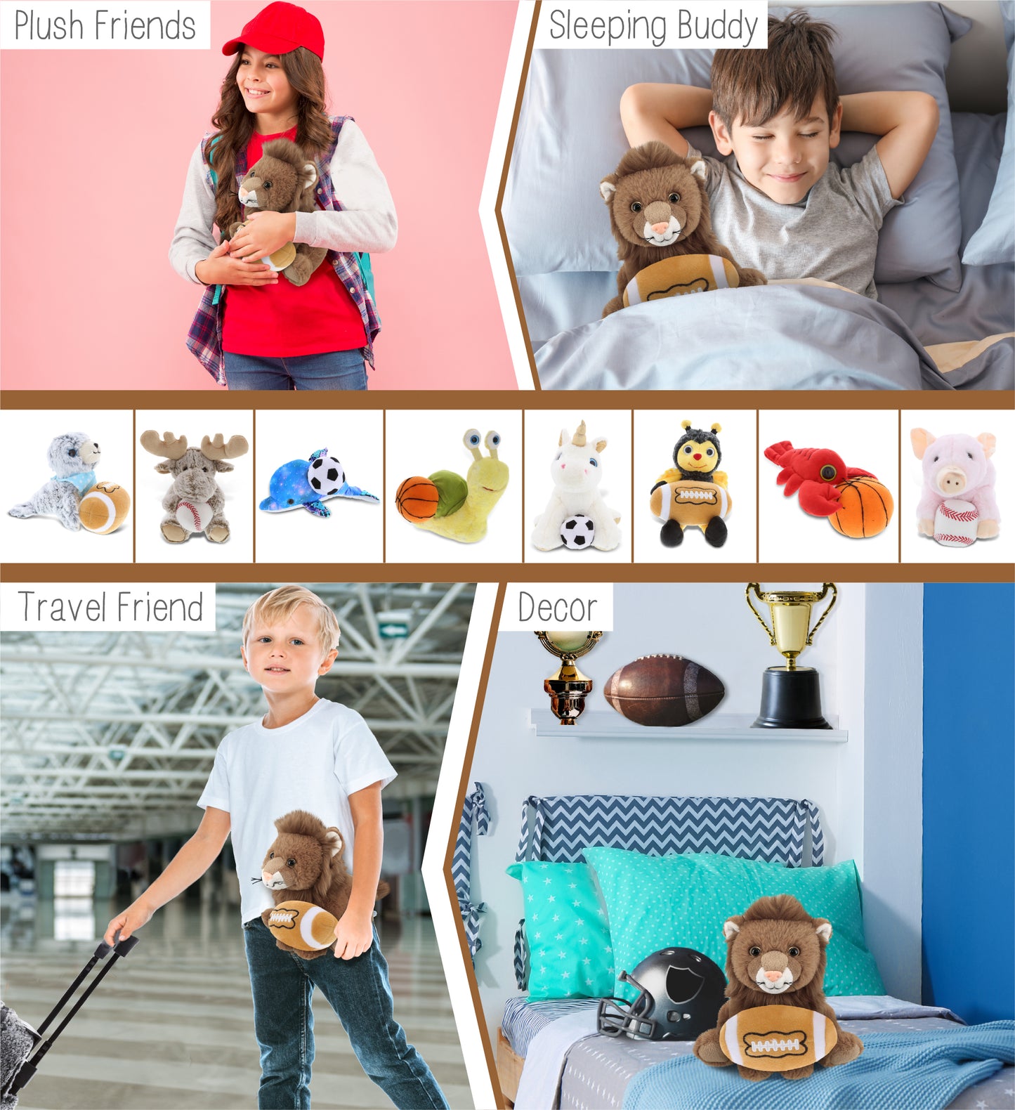 SUPER-SOFT PLUSH - SQUAT LION 8" WITH FOOTBALL PLUSH