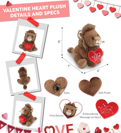 PLUSH I LOVE YOU RED HEART - SUPER-SOFT PLUSH - SQUAT LION 8"