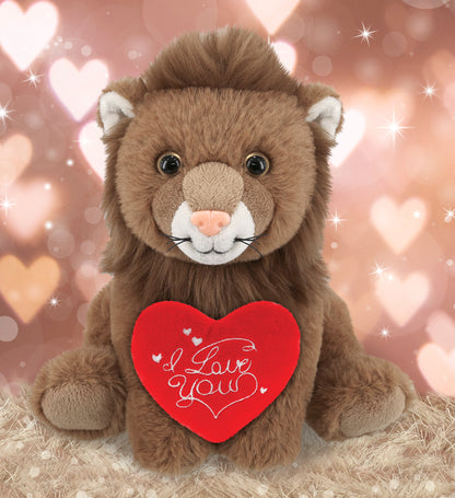 PLUSH I LOVE YOU RED HEART - SUPER-SOFT PLUSH - SQUAT LION 8"