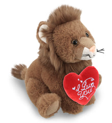 PLUSH I LOVE YOU RED HEART - SUPER-SOFT PLUSH - SQUAT LION 8"