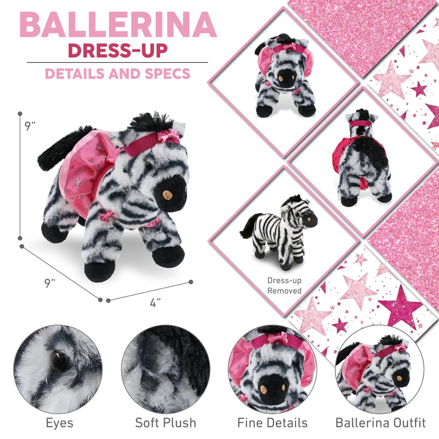 SUPER-SOFT PLUSH - ZEBRA 9" BALLERINA