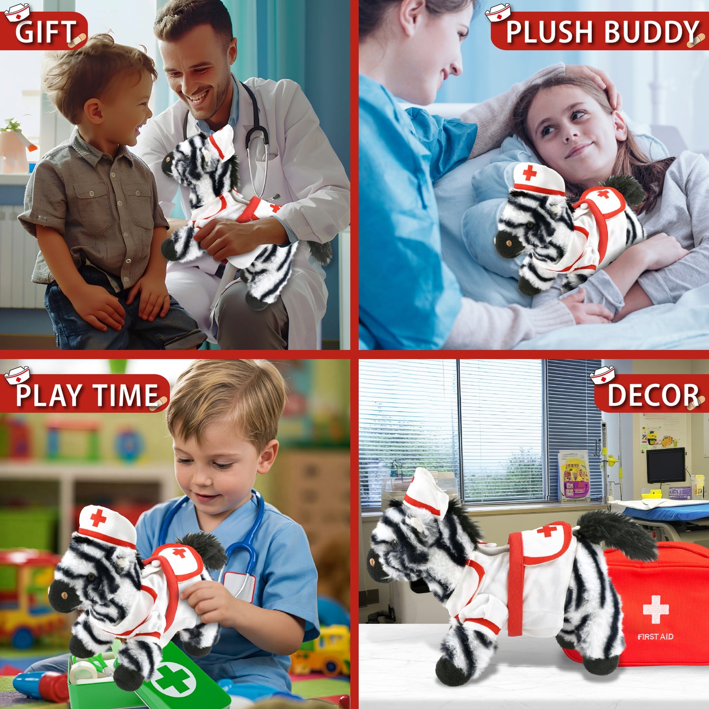 SUPER-SOFT PLUSH - ZEBRA 9" NURSE