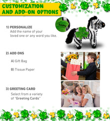 DolliBu Super Soft Zebra Stuffed Animal with Green Plush Shamrock - 9 Inches