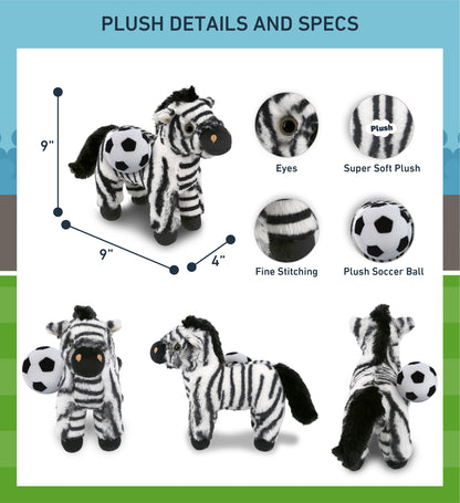 SUPER-SOFT PLUSH - ZEBRA 9" WITH SOCCER PLUSH