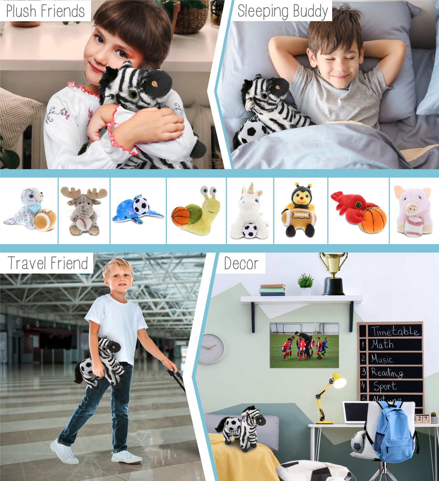 SUPER-SOFT PLUSH - ZEBRA 9" WITH SOCCER PLUSH