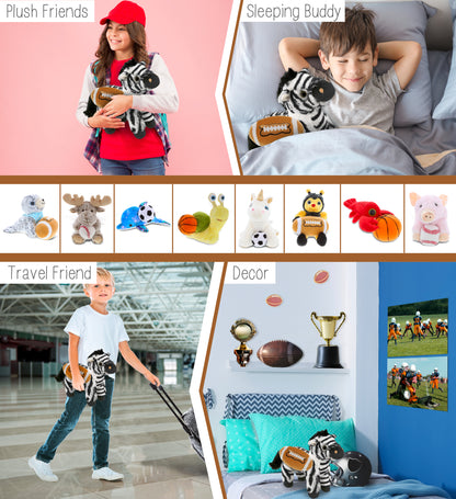 SUPER-SOFT PLUSH - ZEBRA 9" WITH FOOTBALL PLUSH