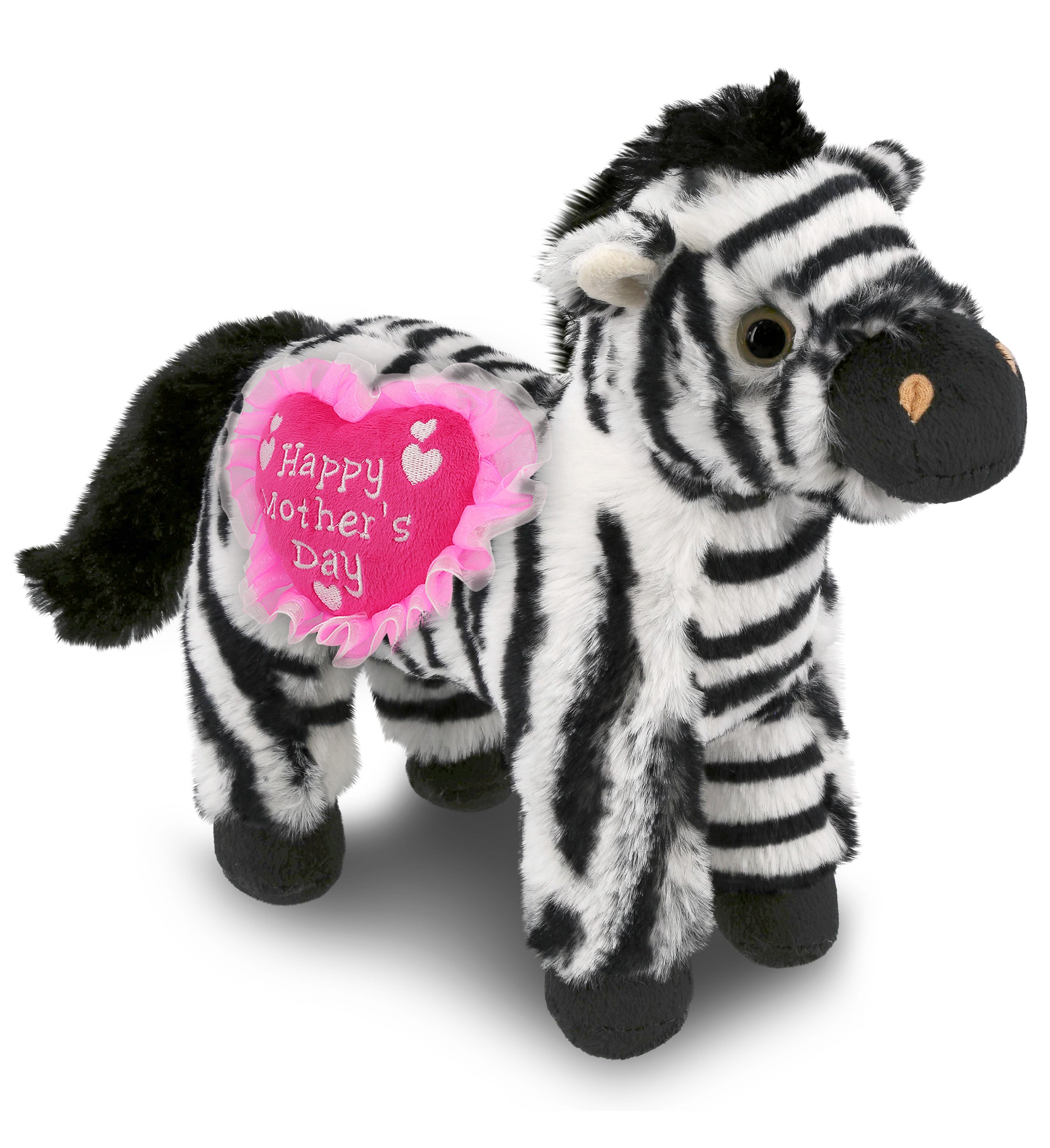 PLUSH MOTHERS DAY HEART - SUPER-SOFT PLUSH - ZEBRA 9"