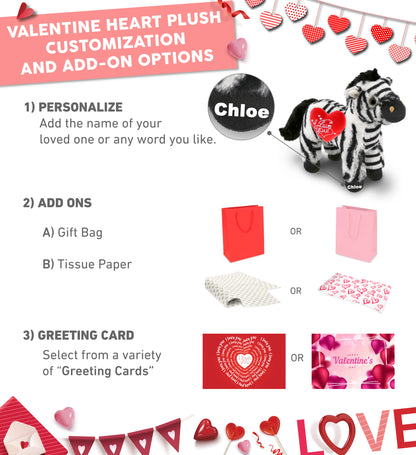 PLUSH I LOVE YOU RED HEART - SUPER-SOFT PLUSH - ZEBRA 9"