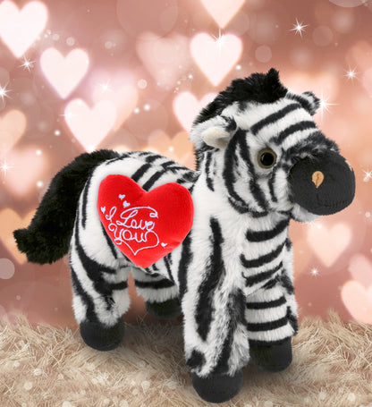 PLUSH I LOVE YOU RED HEART - SUPER-SOFT PLUSH - ZEBRA 9"