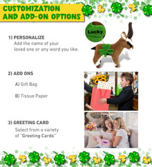 DolliBu Super Soft Antelope Stuffed Animal with Green Plush Shamrock - 11 Inch