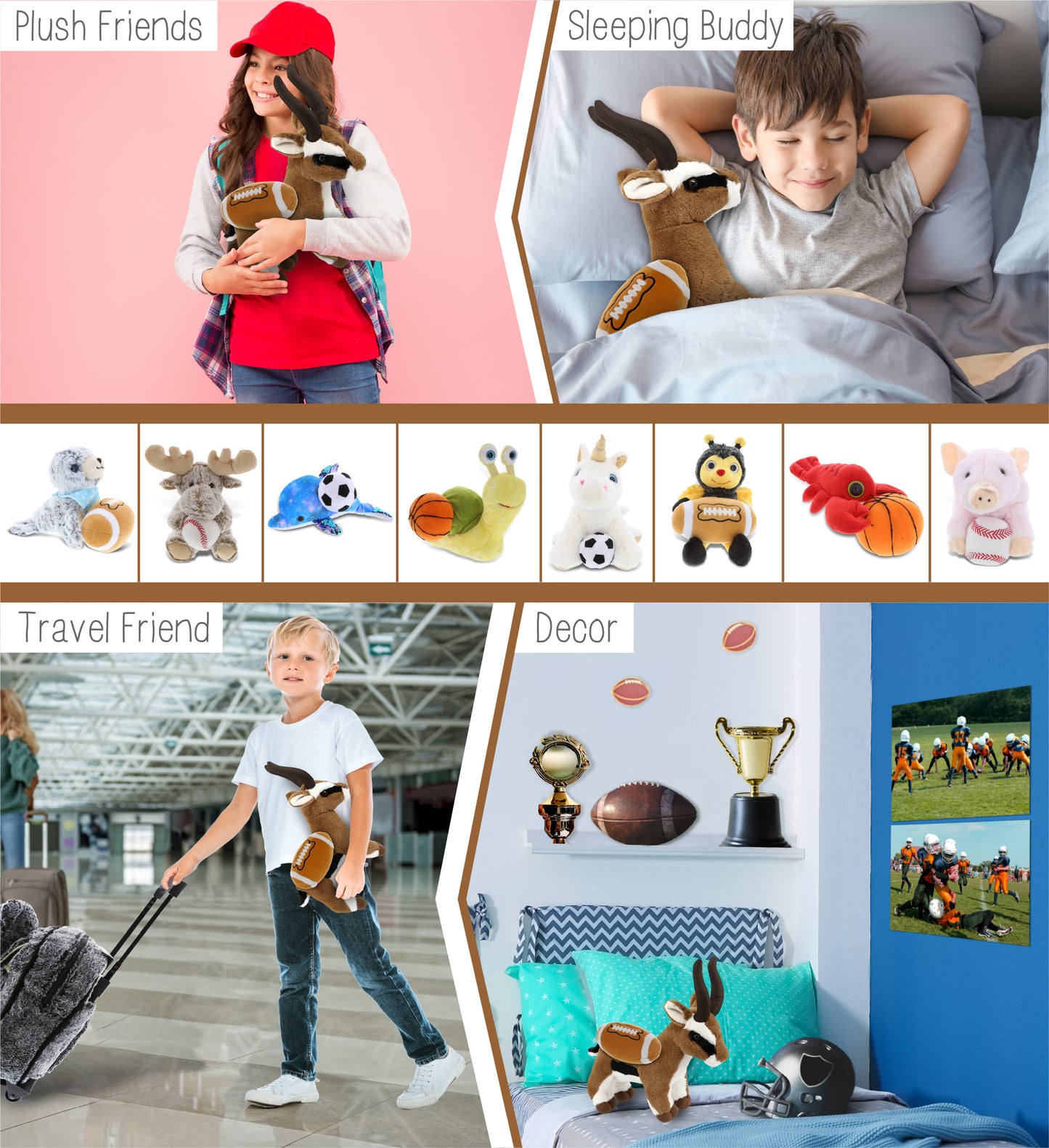 SUPER-SOFT PLUSH - ANTELOPE 10" WITH FOOTBALL PLUSH