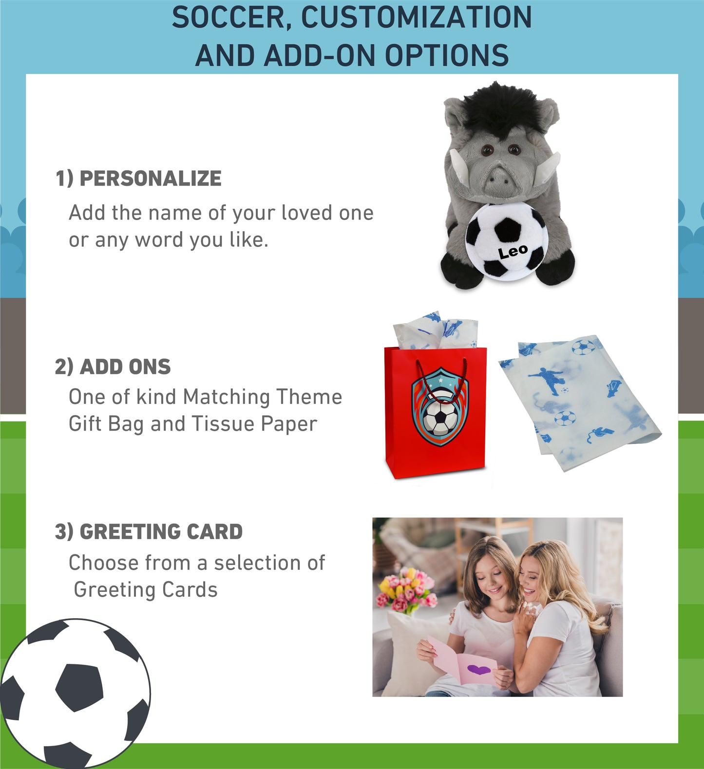 SUPER-SOFT PLUSH - GREY BOAR 7.5" WITH SOCCER PLUSH