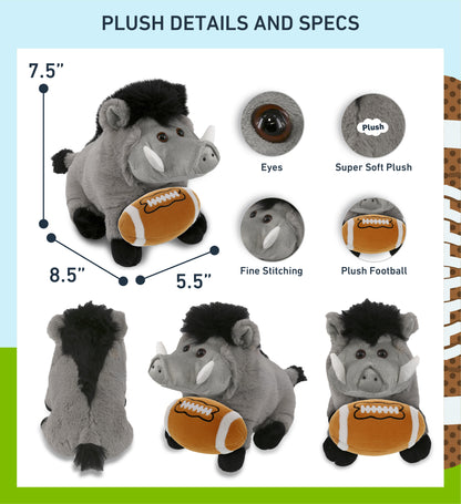 SUPER-SOFT PLUSH - GREY BOAR 7.5" WITH FOOTBALL PLUSH