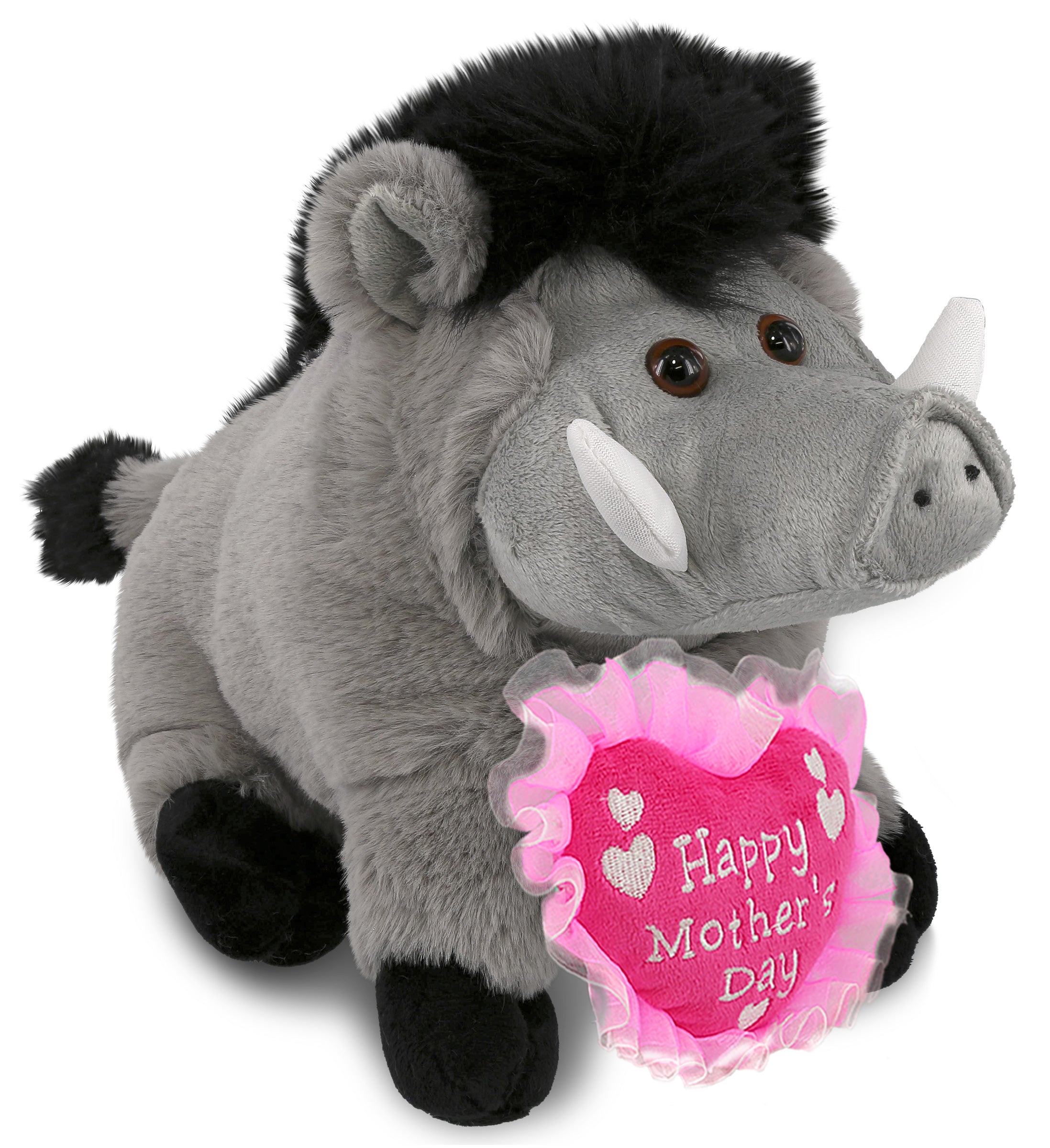 PLUSH MOTHERS DAY HEART - SUPER-SOFT PLUSH - GREY BOAR 7.5"