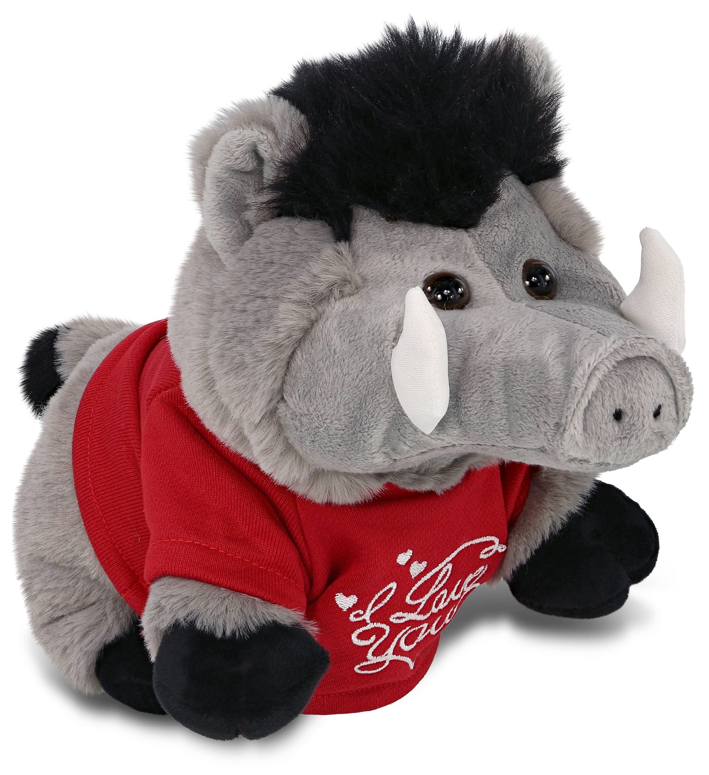 PLUSH I LOVE YOU RED SHIRT- SUPER-SOFT PLUSH - GREY BOAR 7.5"